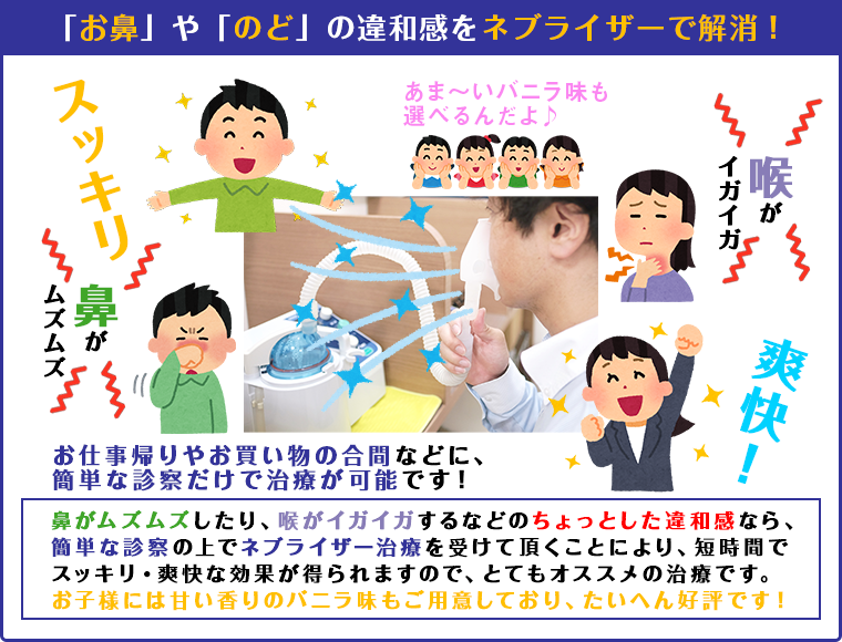 おつらい時は、すぐに「妙典さいとう耳鼻咽喉科」へ!